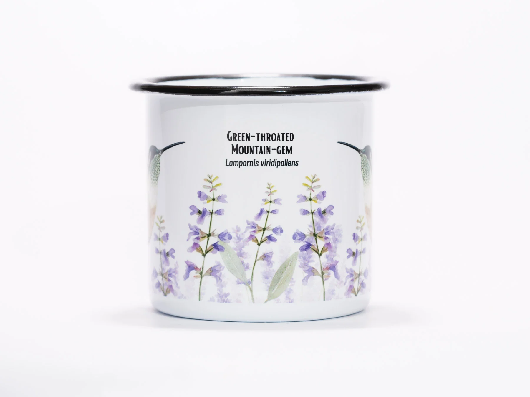 Taza peltre colibrí gorgiverde