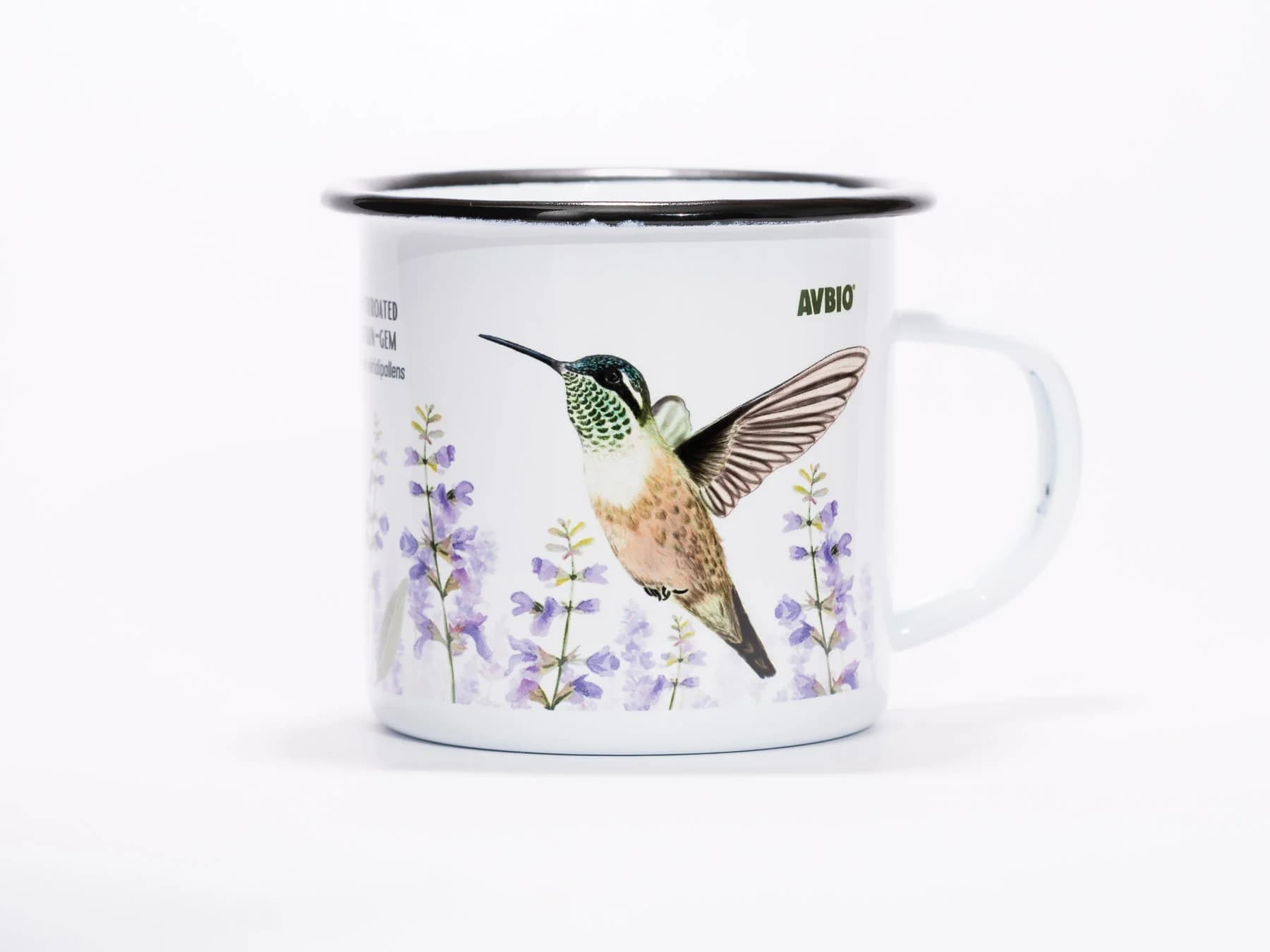 Taza peltre colibrí gorgiverde