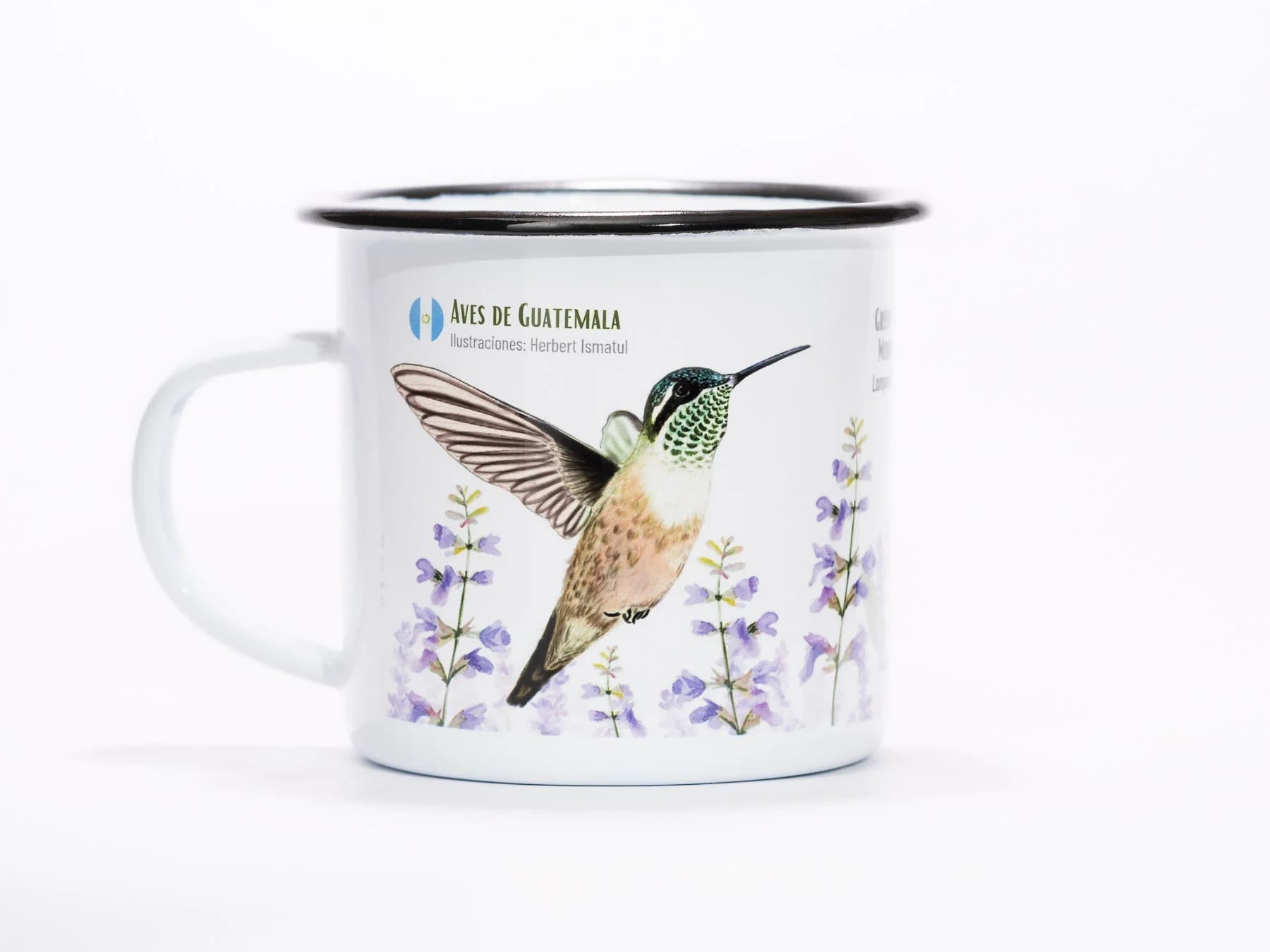 Taza peltre colibrí gorgiverde